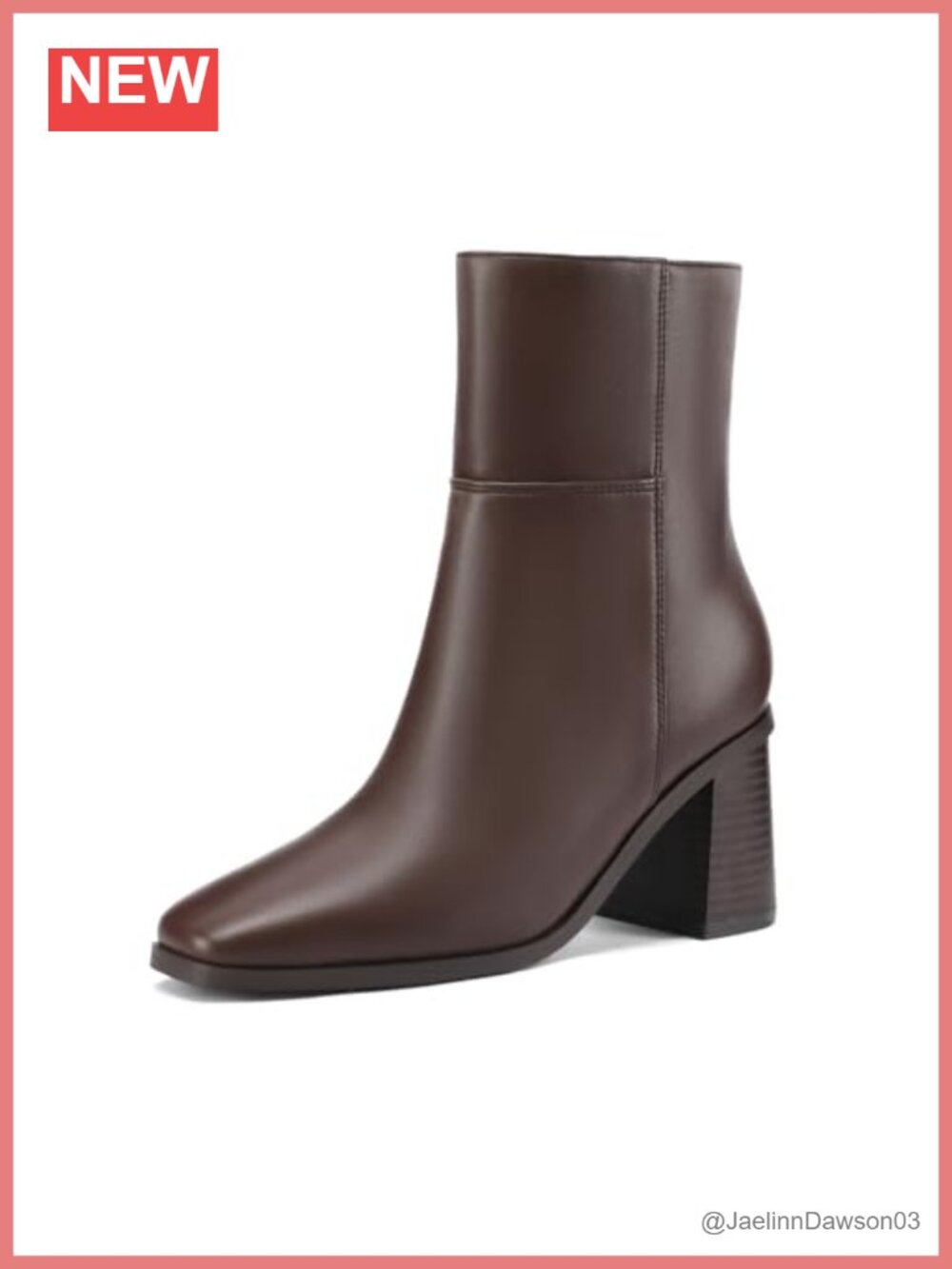 Faux Leather Square Toe Block Heel Ankle Booties with Side Zipper